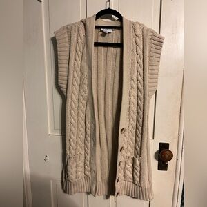 LOFT Beige Cable Knit Cardigan